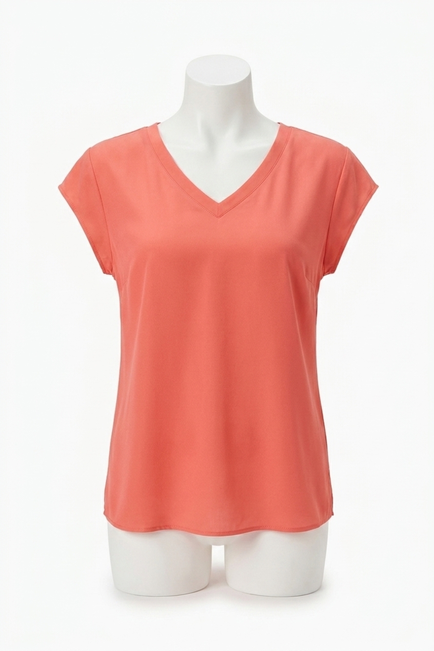 NEW TRIBAL v-neck cap sleeve top in coral